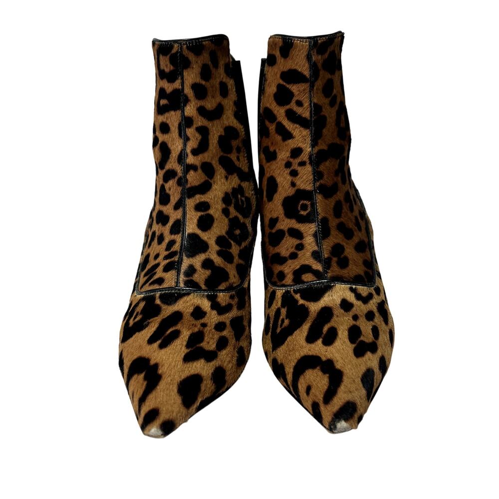 Tabitha Simmons Chelsea Boots Womens 7 Shadow Leopard Print Calf Hair Brown
